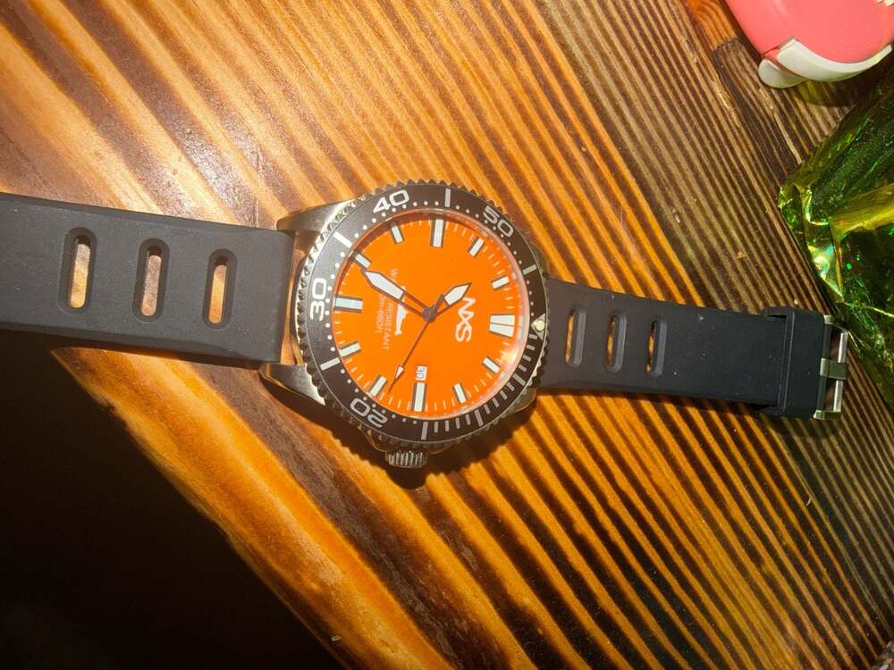 NXS Professional Diver Watch Orange Dial  Stainless Steel